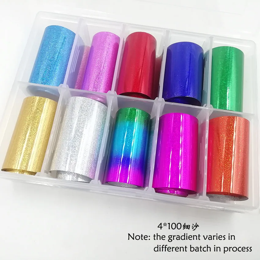 10 рулонов в коробке для хранения наклейки из фольги ногтей искусство звездное