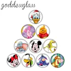 Disney Mickey Minnie Pooh Donald Piglet 10pcs 12mm18mm20mm25mm Round photo glass cabochon flat back Necklace Making findings