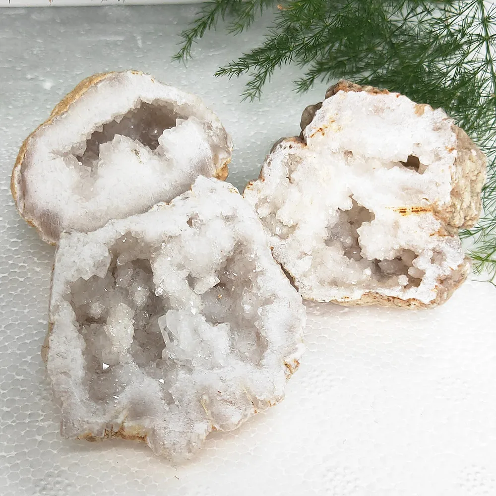 

3pcs Gemstones Geode Natural Aagate Quartz Crystal Drusy Healing Decor Gift