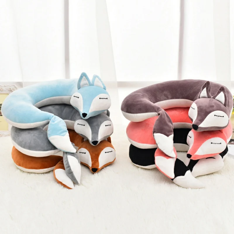 U образная мультяшная подушка для шеи Lovely Fox хлопковая плюшевая дорожная дома и