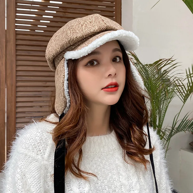 

Fashion Solid Color Women Casual Beret Hats Wool Blended Octagonal Newsboy Caps Cool Street Brim Hat Berets Outdoor