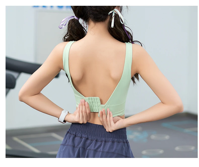 

Sports vest women's running shockproof shock absorption fitness training bra anti-sagging gather stereotype yoga underwear thin