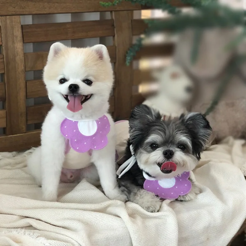 Слюнявчик для домашних питомцев Бандана с цветочным узором из говядины кошачьи