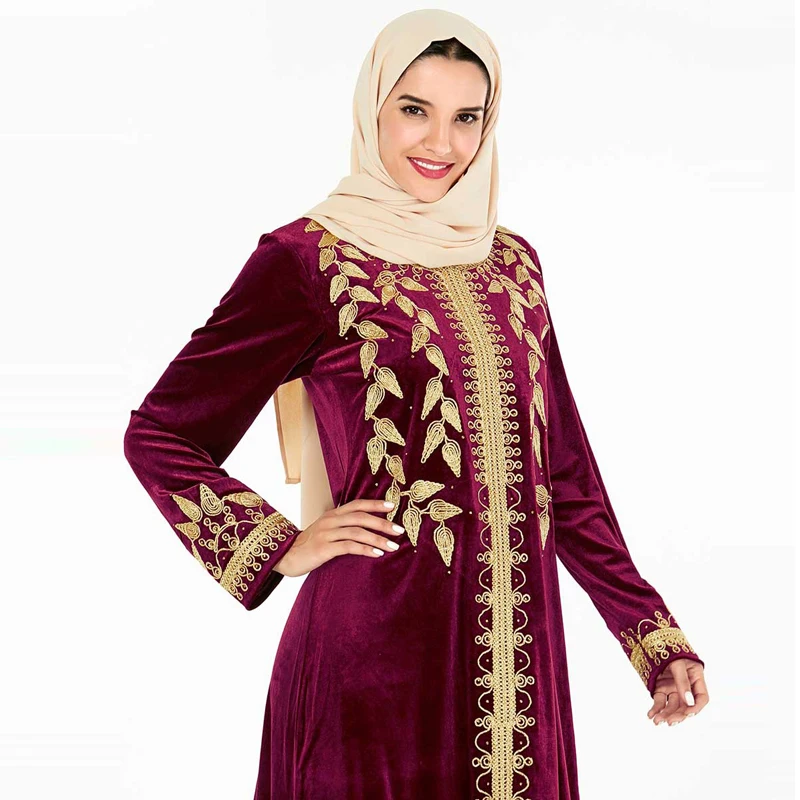 Зимнее бархатное платье abaya Турецкий Арабский мусульманский хиджаб Caftan Дубай Кафтан Марокко одеяние мусульмане Longue Tesettur платья