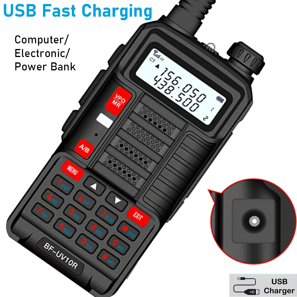 For BaoFeng UV-10R Walkie Talkie Handheld Radio Transceiver Portable Mini High Powerful Walkie Talkie for Outdoor Forest