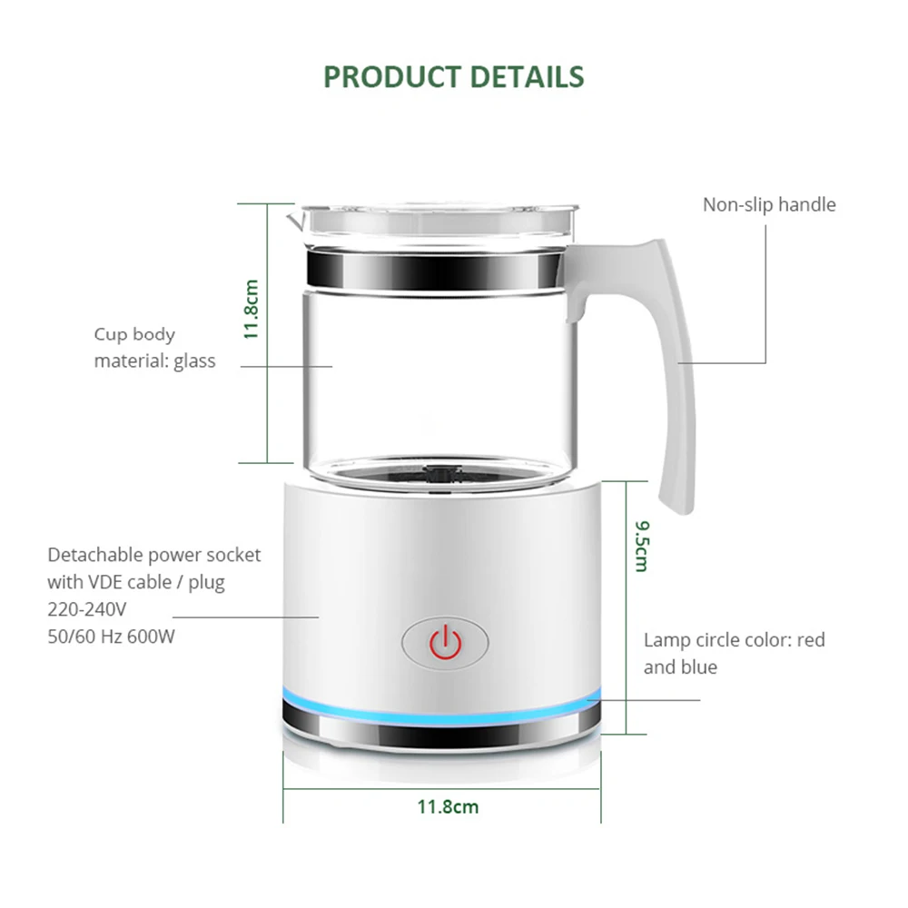 

Automatic Milk Frother Cold and Hot Milk Foam Machine Detachable Coffee Milk Warmer Tool Kitchen Gadgets White Black 220V
