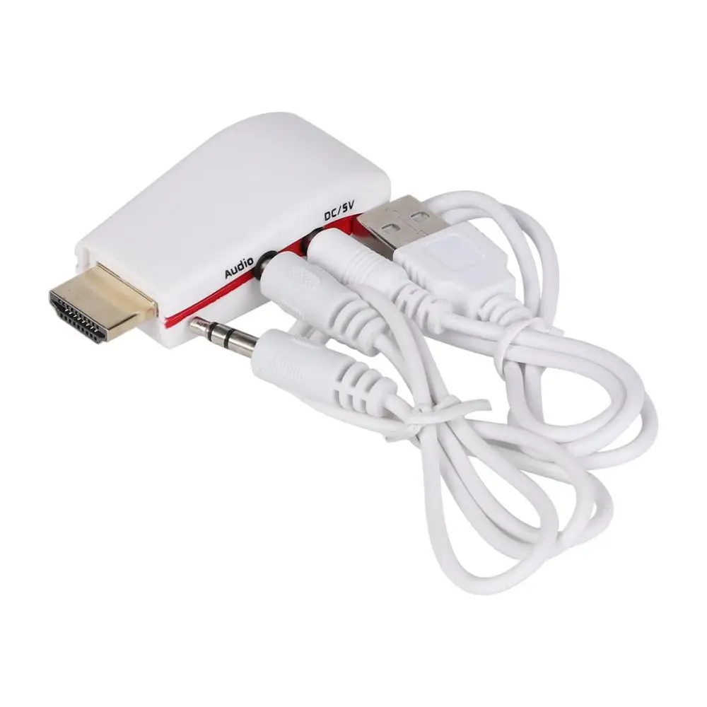 1080P HDMI мужчина к VGA Женский видео конвертер адаптер+ USB мощность аудио кабель ПК