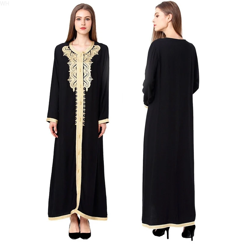 

Платье женское летнее базовое с длинным рукавом и вышивкой