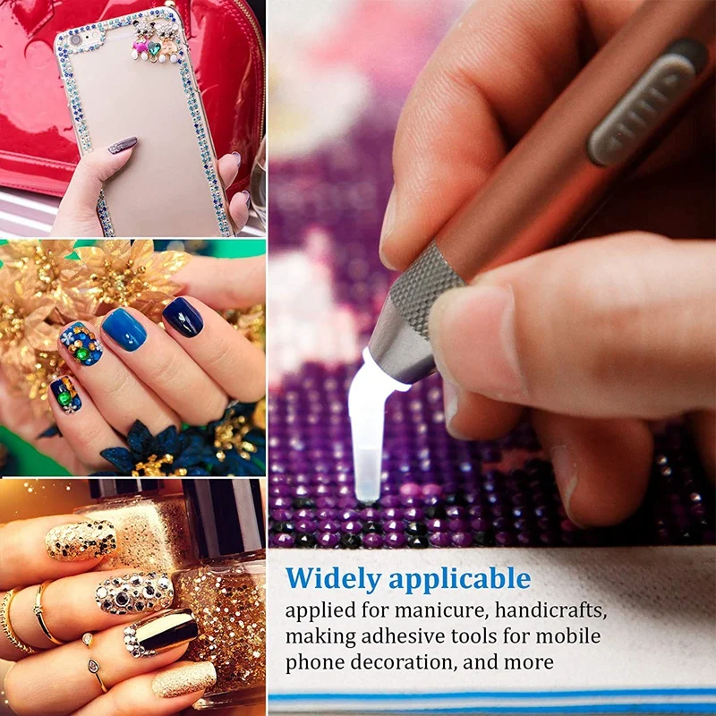 

Diamond Painting Point Drill Pen with Light 5D Diamond Painting Pen Tool with Painting Glue Clay and Replacement Heads