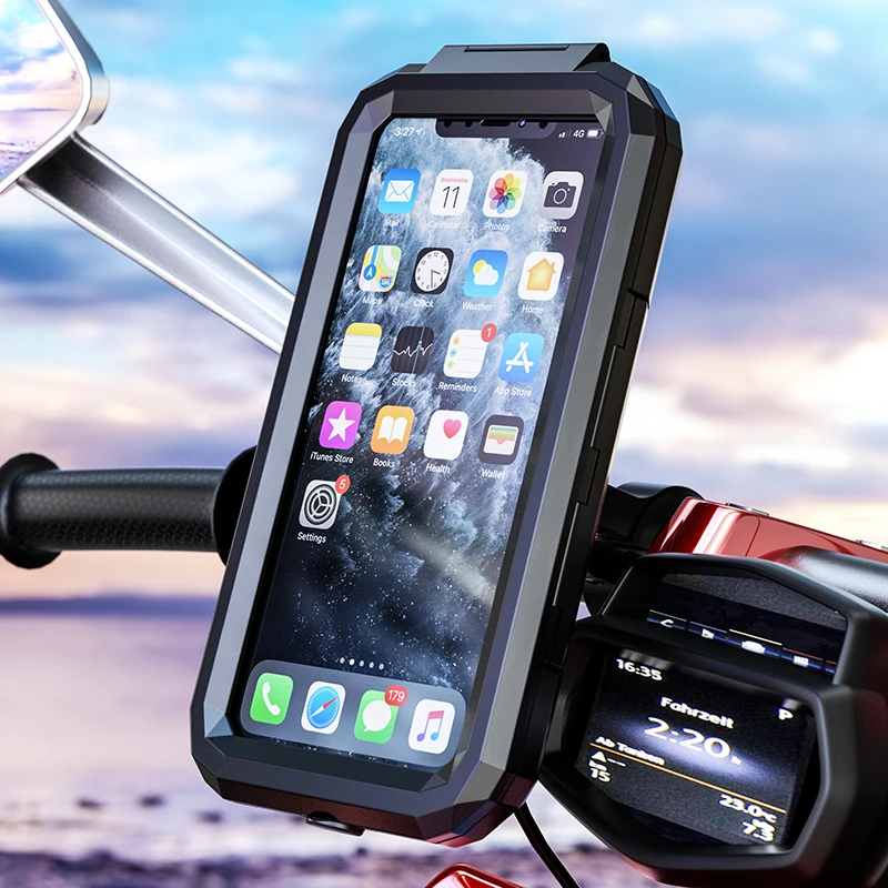 bike motorcycle phone holder waterproof handlebar rear view mirror bracket for 4 7 6 8 mobile phone with charging port free global shipping