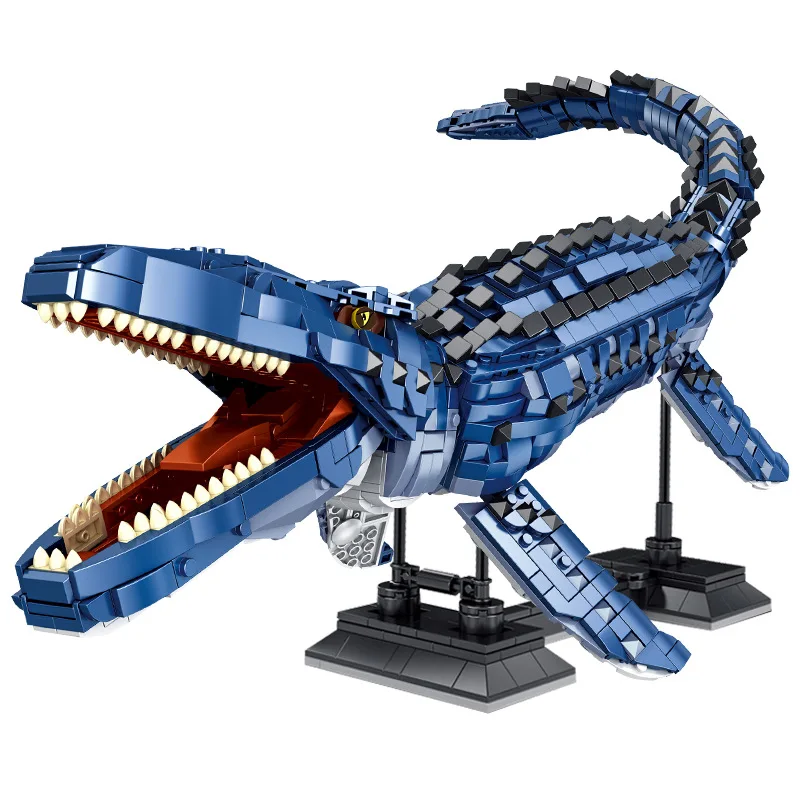 

PLS MOC 611005 Dinosaur Mosasaurus Assembly Model Grey Despotic Dragon 1859pcs Building Blocks Brick Toys Kids Gift Set