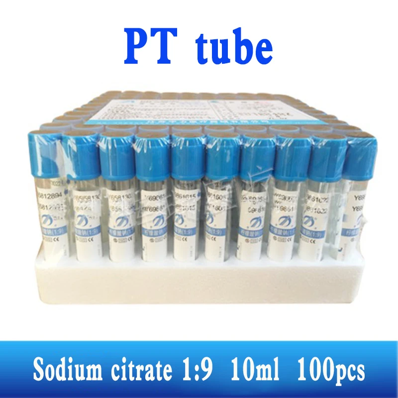 

100PCS 5ML/10ml PT tube Sodium citrate 1:9 plastic tube sterile negative pressure vacuum blue cap anticoagulant PRP tube