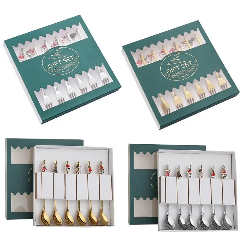 

6 шт., ложки и вилки для новогодней елки