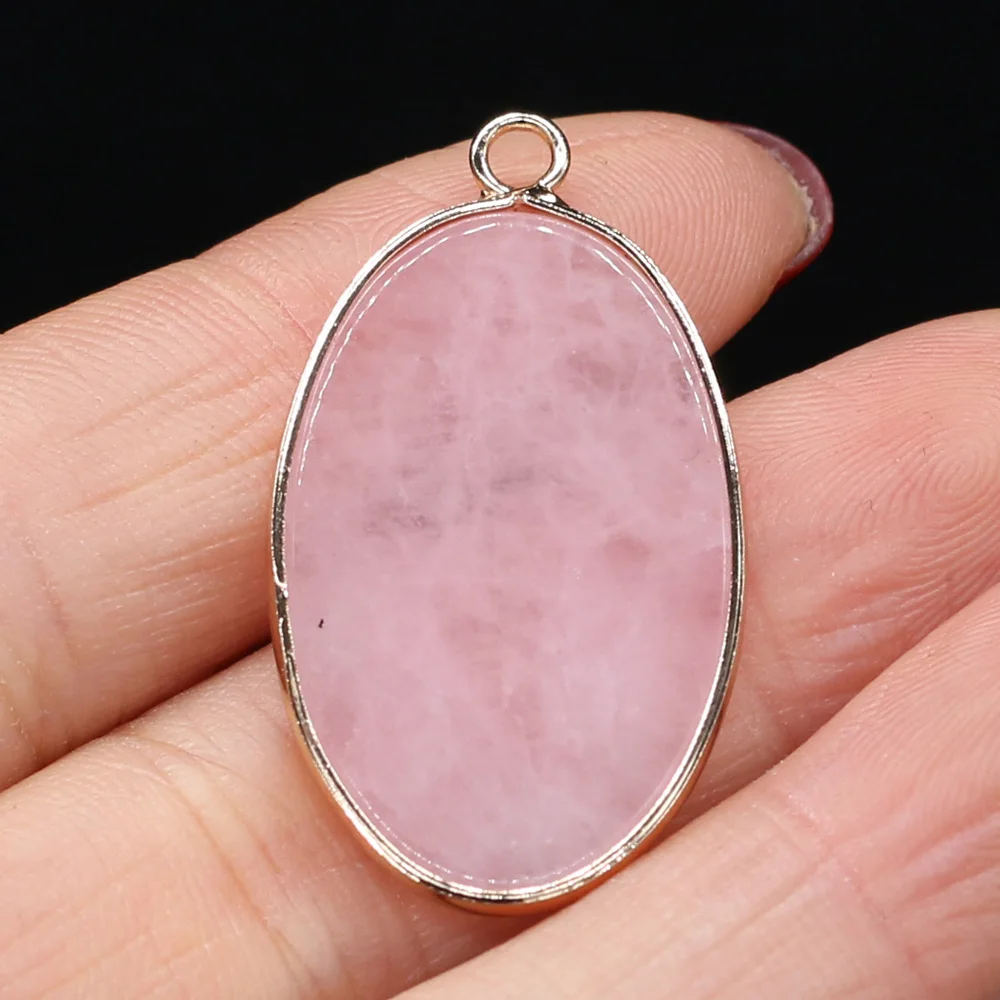 

Natural Stone Pendant Oval Shape DIY Necklace Exquisite Lady Jewelry Decoration Accessories Size 20x35m