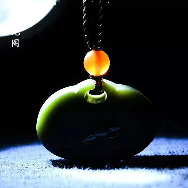 

Natural Xinjiang hetian black green jade pendant lotus jade necklace necklaces women pendants jade jewelry customized Certificat