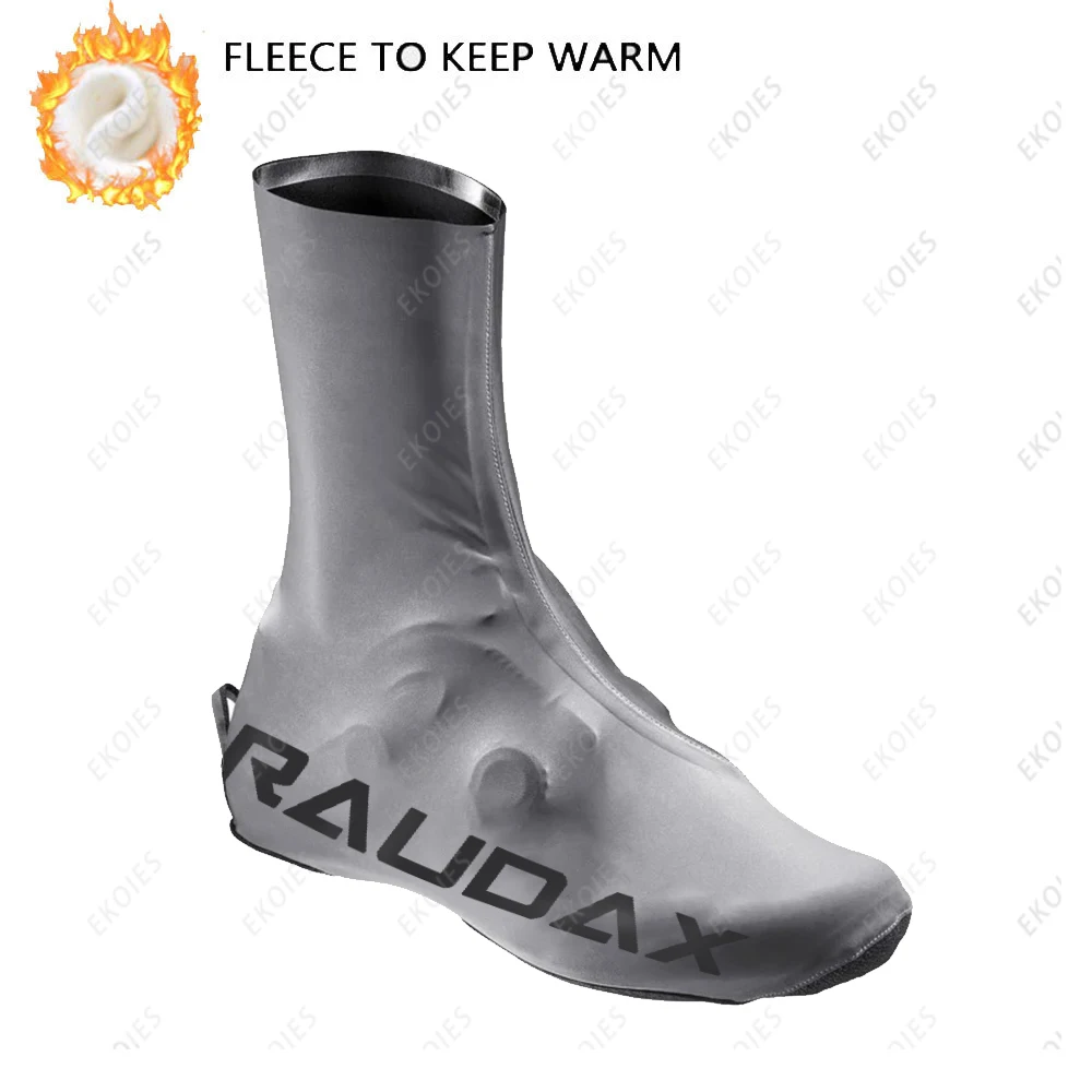 

RAUDAX Team 2022 Winter Windproof Cycling Shoe Cover MTB Bike Bicycle Overshoes Outdoor Fleece Keep Warm Bike Shoe Cover Zipper