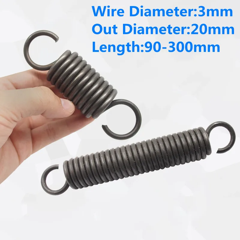 

2PCS,Customized 3mm Wire Dia Big Tension Spring With Hooks Extension Spring Pullback Spring 20mm Outer Diameter 90-300mm Length