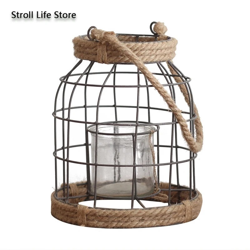 Креативная железная ветровая лампа подсвечник из стекла ручной работы ретро