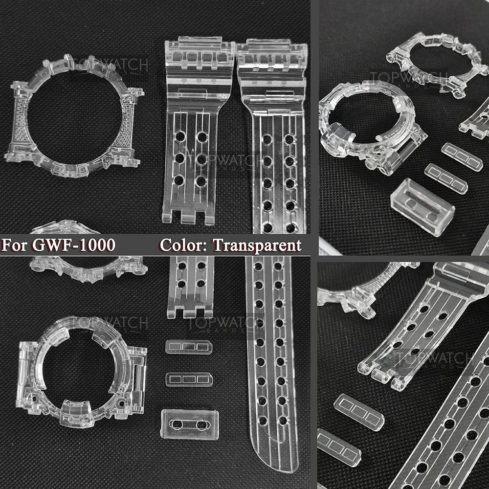 

for GWF-1000 Strap Rubber Watchband Ice Transparent Silicone Watch Bands and Case Cover Waterproof Sport GWF1000 with tools