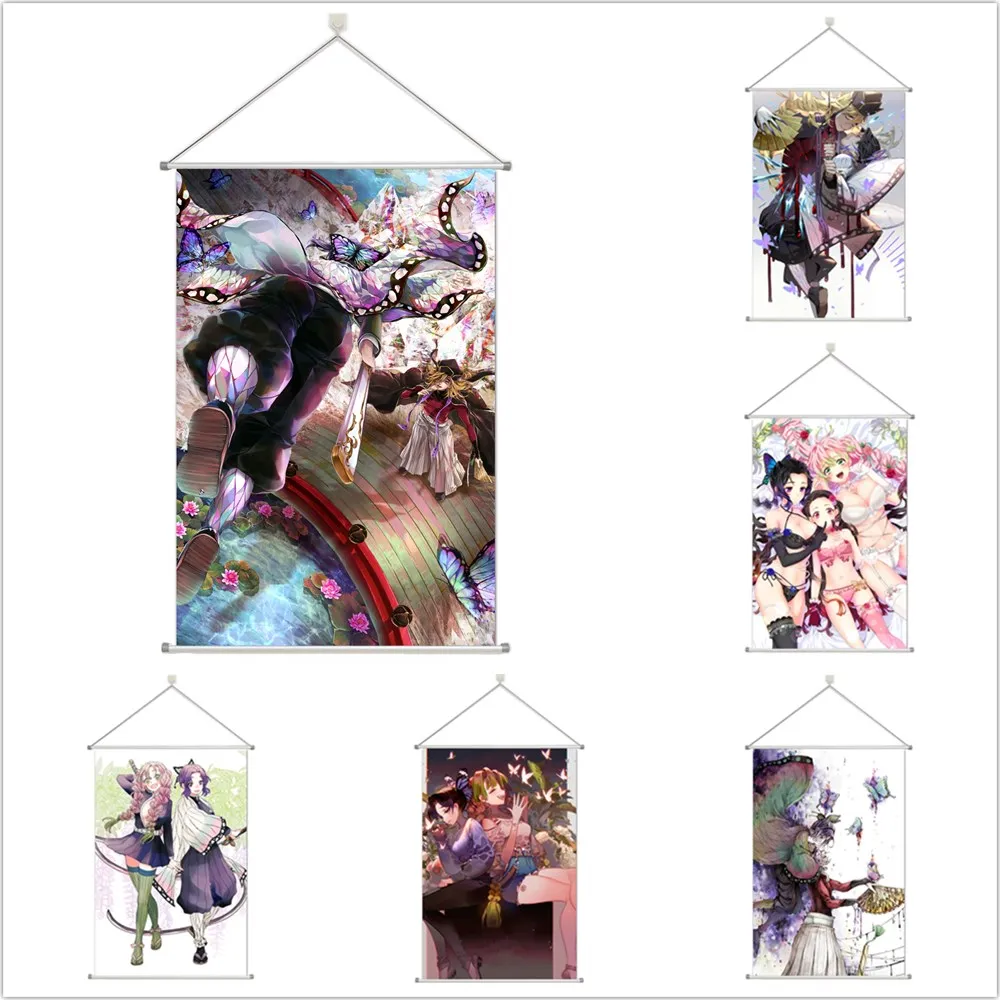 

Demon Slayer Nezuko Shinobu Mitsuri Douma Alloy Scroll Cartoon Comic Scroll Hanging Wall Decor
