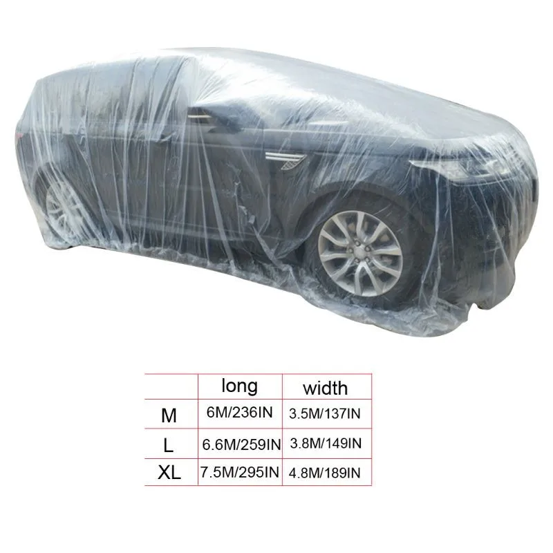 

Portable Disposable Transparent Waterproof Car Cover Dustproof Foldable Protection PE Plastic Film Automobile Rain Covers