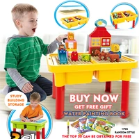 kids activity table big building blocks educational children table diy compatible base bricks assembly toy for girl boy 3 6 year