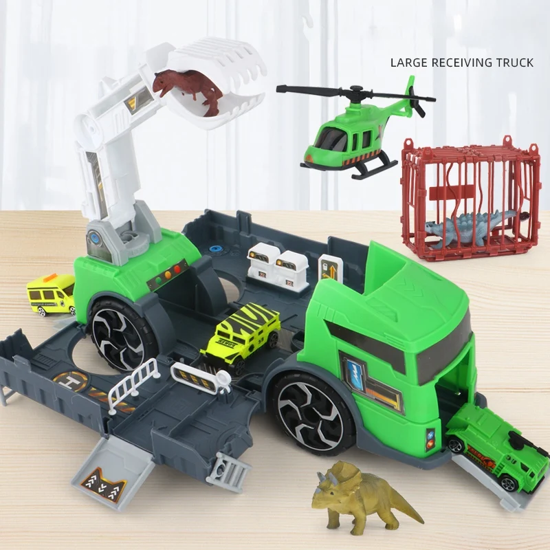Динозавр транспорт автовоз грузовик игрушка с 3 динозавры маленьких машинок и 1