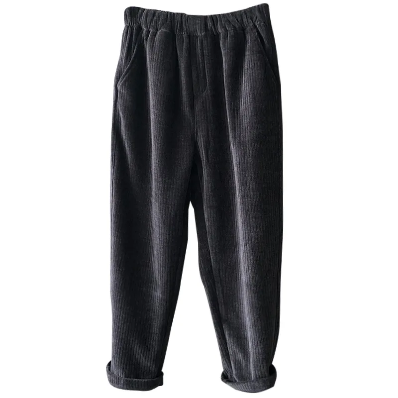 

2020 new corduroy pants women fashion style simple temperament casual pants high waist slim straight nine-point pants