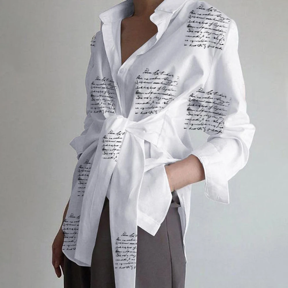 Женская блузка с длинным рукавом повседневные рубашки на шнуровке асимметричные