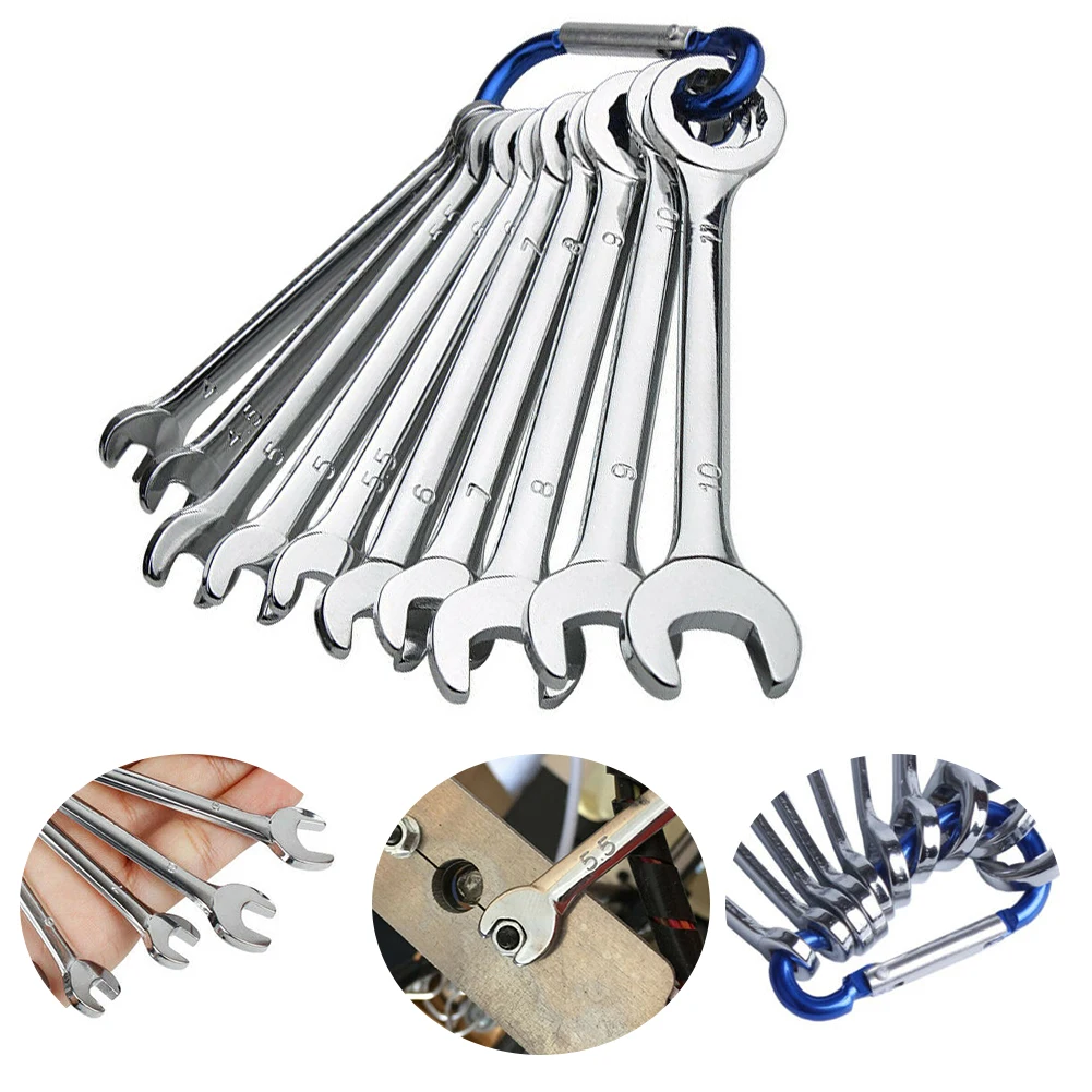 

10pcs Practical Home Mini Hand Tools 4-11mm Repair Wrench Set Dual Use Plum End Spanner Portable Multifunctional Combination