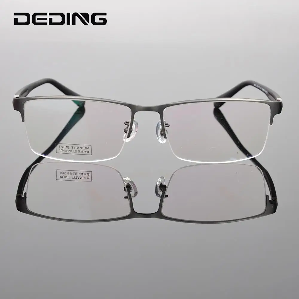 

Pure Titanium Super Larger Glasses Frame Men Half Rim Eyeglasses Ultralight Prescription Myopia Optical Frame Eyewear DD1596