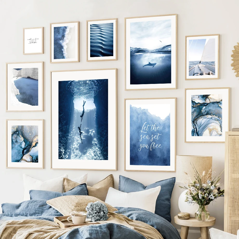 

Blue Ocean White Sand Stone Hill Beach Wall Art Canvas Painting Nordic Posters And Prints Wall Pictures For Living Room Decor