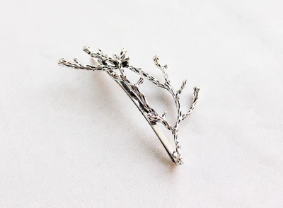 Silver-1pc Металлическая заколка для волос в виде цветочной ветки, Золотая, серебряная тиара, заколки для волос для женщин, Винтажная заколка для волос в стиле ретро - Цвет: Silver-1pc