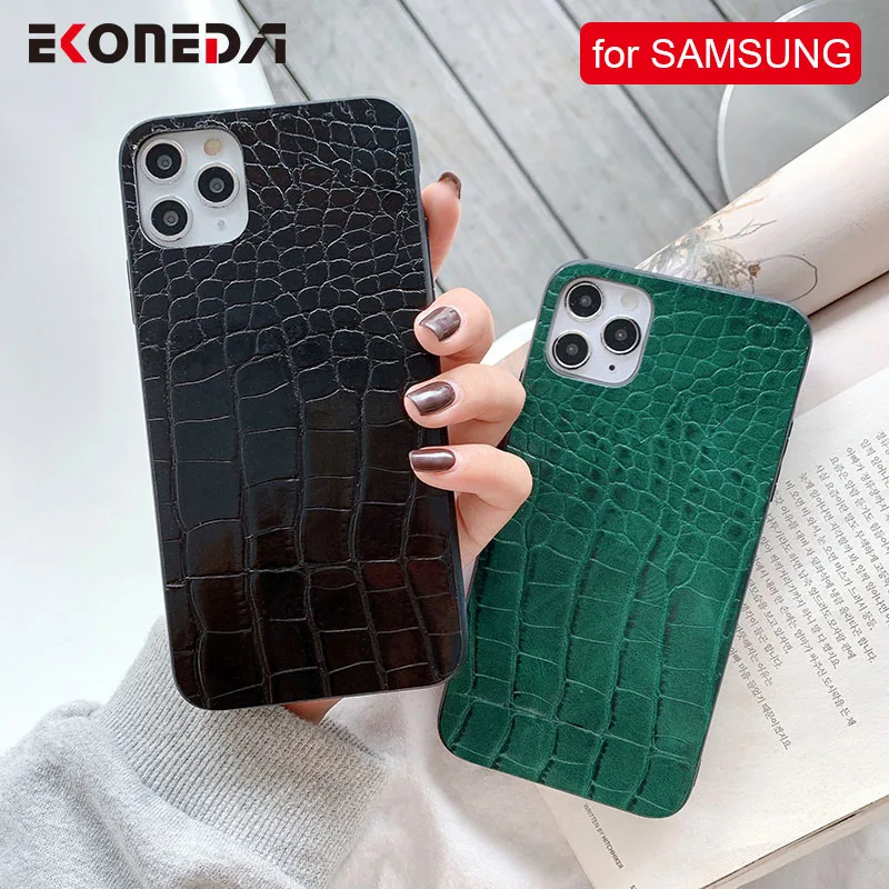 EKONEDA чехол из искусственной кожи крокодила для Samsung Galaxy S8 S9 S10 S20 Note 9 10 20 Ultra Plus A51 A50