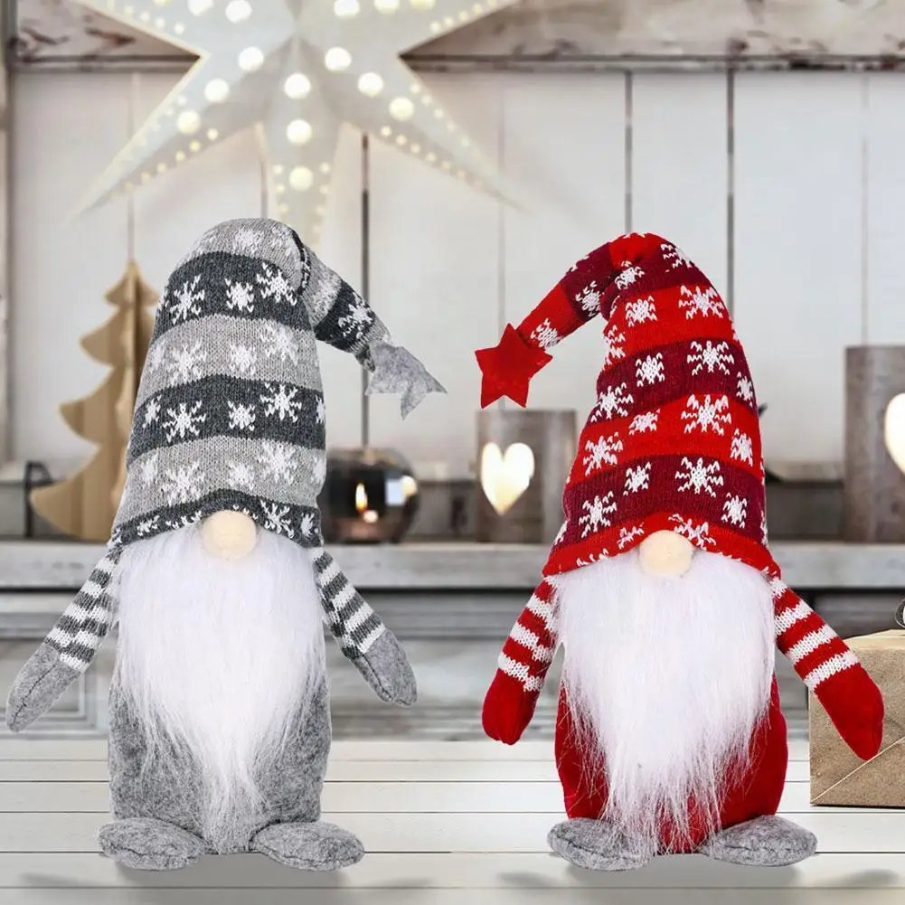 

Christmas Decoration Five-pointed Star Snowflake Knitted Dolls Decorations Standing Dolls Home Faceless Hat M3Z6