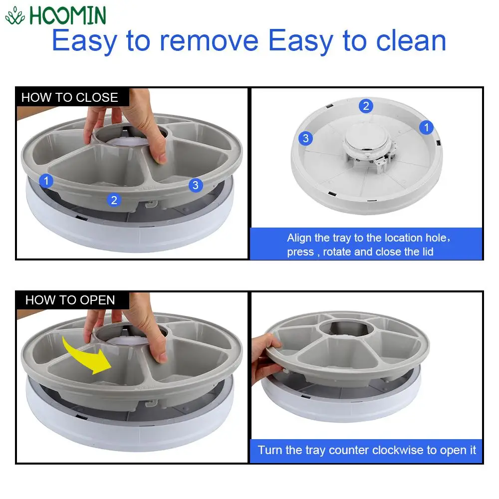 

Electric Dry Wet Food Dispenser For Cat Dog 6 Meals 6 Grids With Voice Recorder Round Timing Feeder Pet Automatic Feeder
