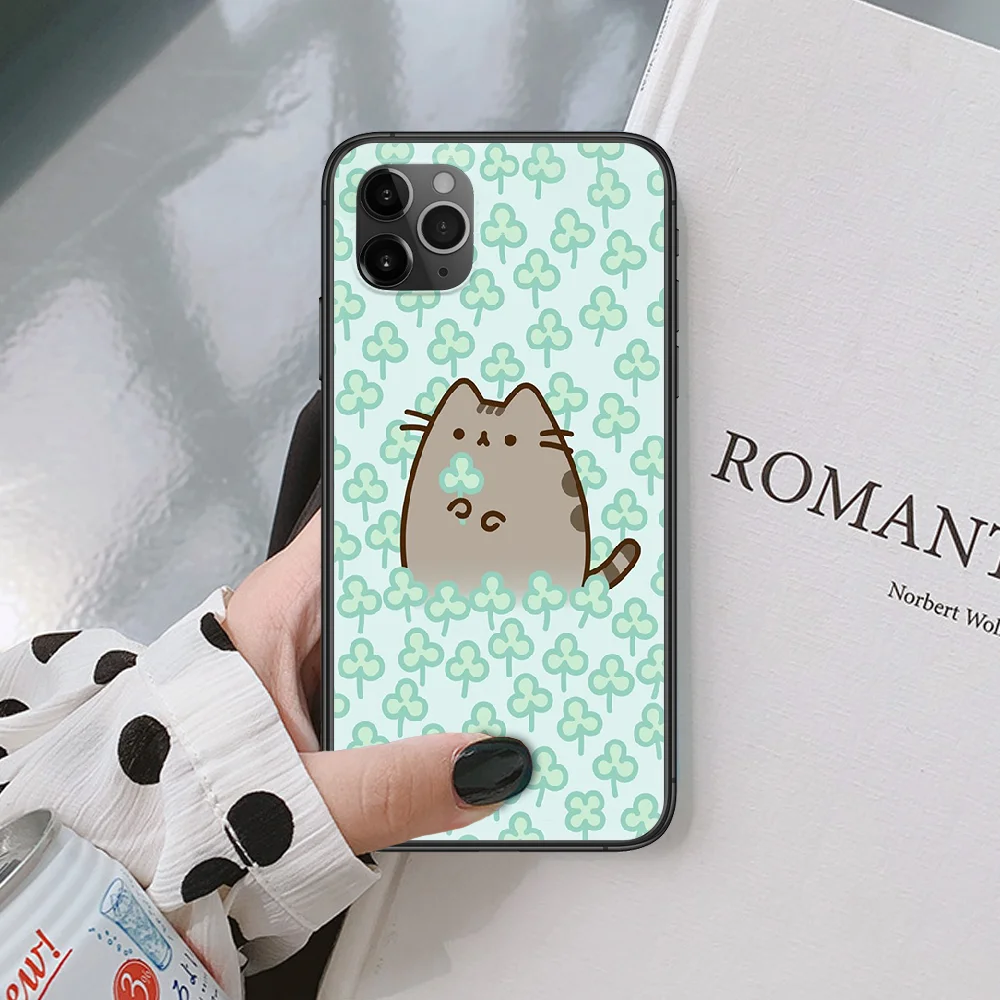 

Cute Pusheen Cartoon Cat Phone Case For IPhone 4 4s 5 5S SE 5C 6 6S 7 8 Plus X XS XR 11 12 Mini Pro Max 2020 black Hoesjes