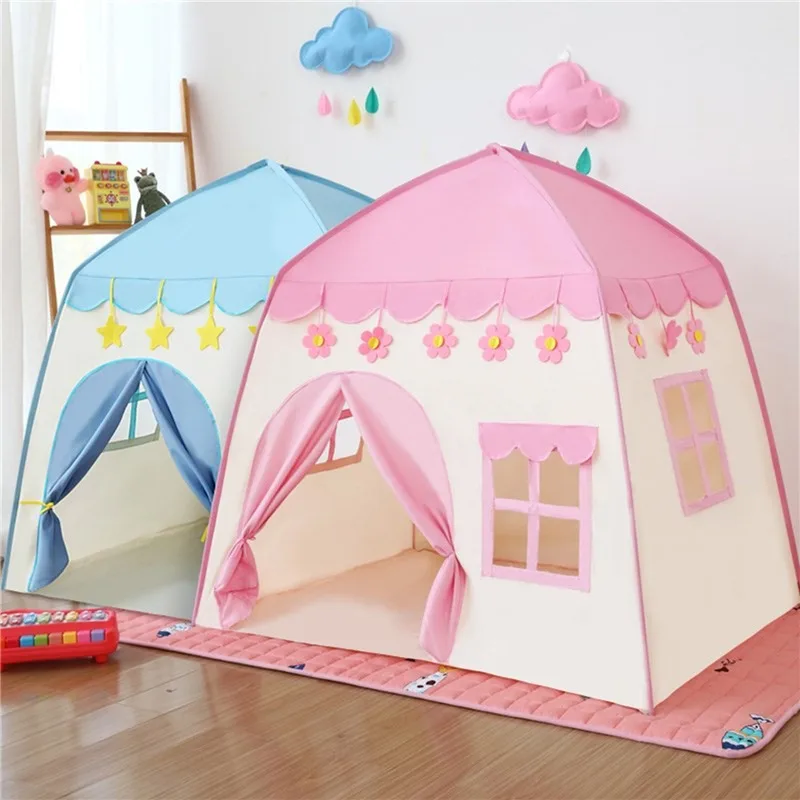 Portable Children's Tent Wigwam Folding Kids Tents Baby Play House Large Girls Pink Princess Castle Child Room Decor