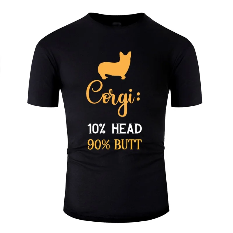 Летняя футболка Corgi 10% Head 90% Butt Мужская из 100% хлопка 2020 размера плюс S-5xl | одежда