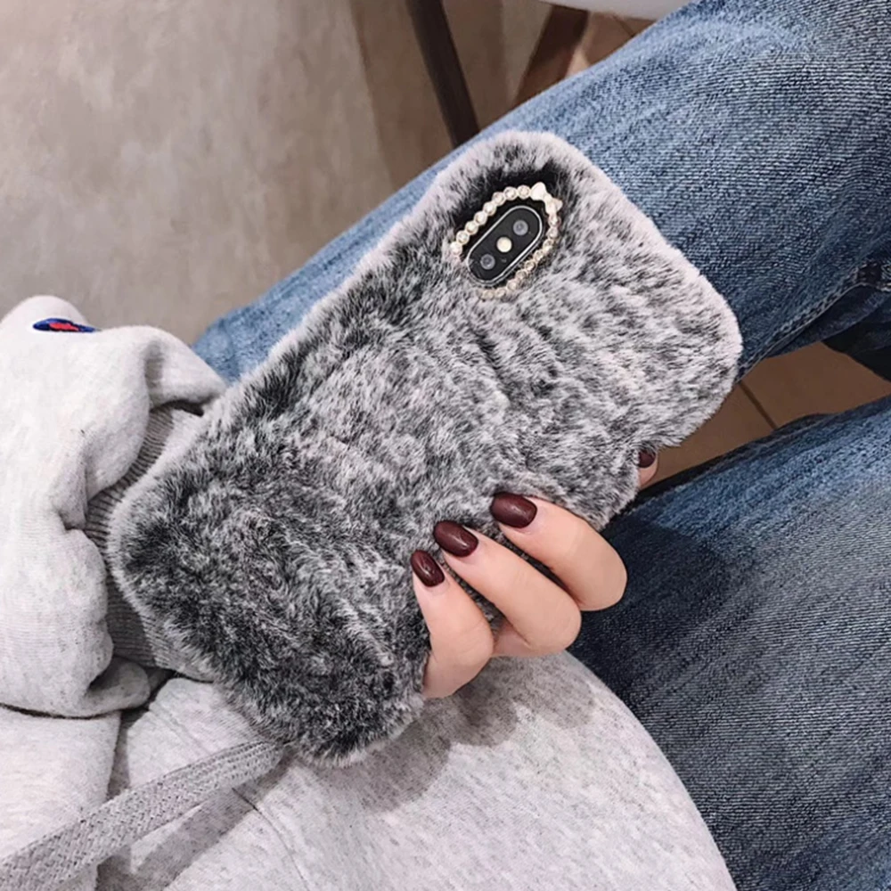 Роскошный модный плюшевый противоударный мягкий чехол для телефона iPhone 11 Pro Max XR X