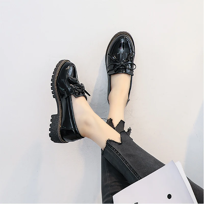 AARDIMI/женские туфли-оксфорды; tenis feminino; женская обувь из лакированной кожи на плоской подошве; женская обувь на платформе; слипоны; zapatos mujer - Цвет: 4