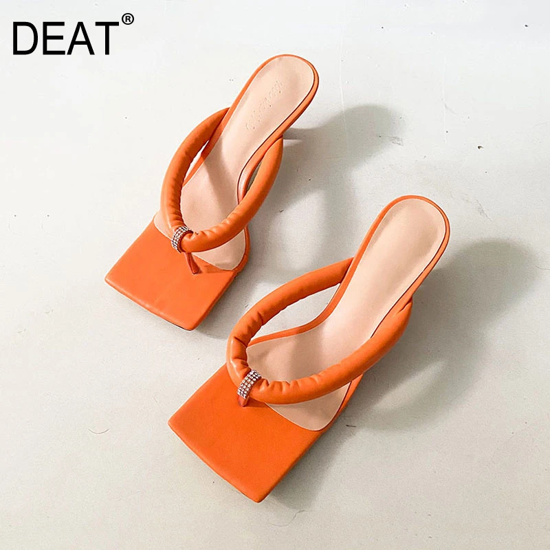 [DEAT] Новинка 2020 года Сезон весна лето Вьетнамки на тонком каблуке с квадратным