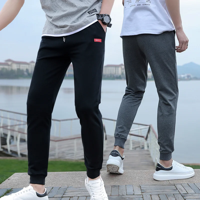 Designer Streetwear New Casual Brand Fashion Top Quality Strappy Pants For Men Cotton Elastic Trousers Men Clothes