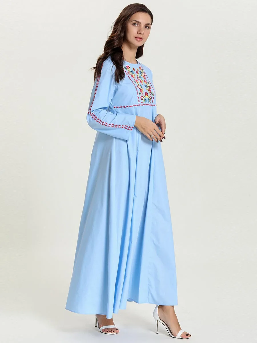 Muslim Abaya Dress Women Turkey Islamic UAE A-line Maxi Hijab Jilbab Vestidos Kimono Moroccan Kaftan Robe Arab Floral Elbise |