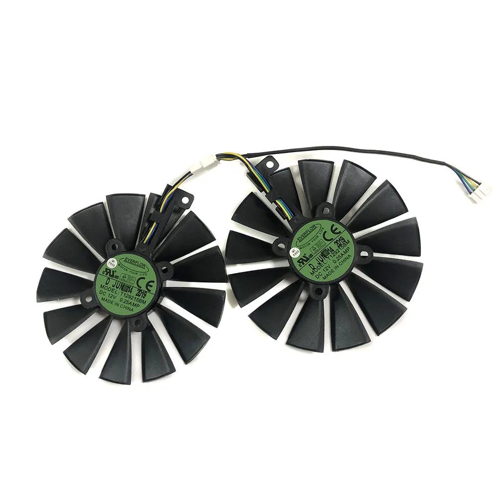 

2pcs T129215BM RX580/570/470 graphics card fan for ASUS DUAL-RX580-4G/8g ROG Strix RX570 RX 470 OC Video cards cooling
