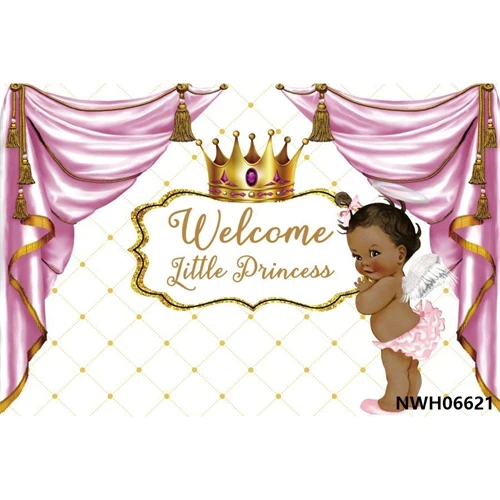 Yeele Baby 1st Birthday Backdrop Girl Princess Baby Shower Золотая Корона розовая пользовательская фотография Виниловый фон для фотостудии - Цвет: NWH06621