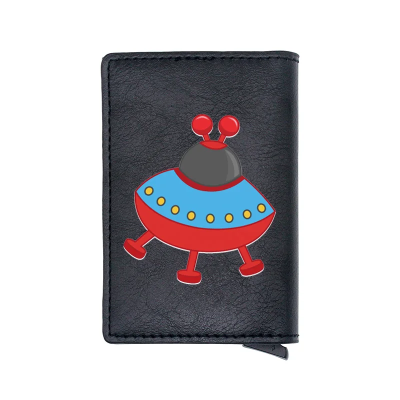 

2021 New Arrival Cute UFO Pattern Digital Printing Leather Credit Card Holder Wallet Men Women Classic Mini Money Bag Gift