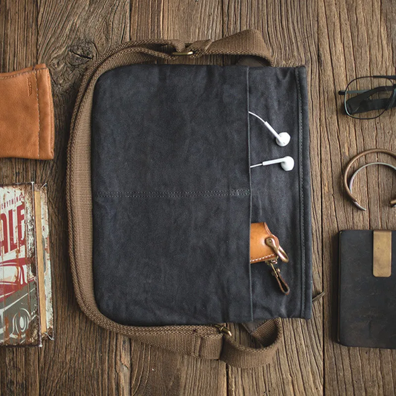

Vintage Oil Wax Canvas Shoulder Bag Man Travel Waterproof Crossbody Messenger Bag High Quality Handbag