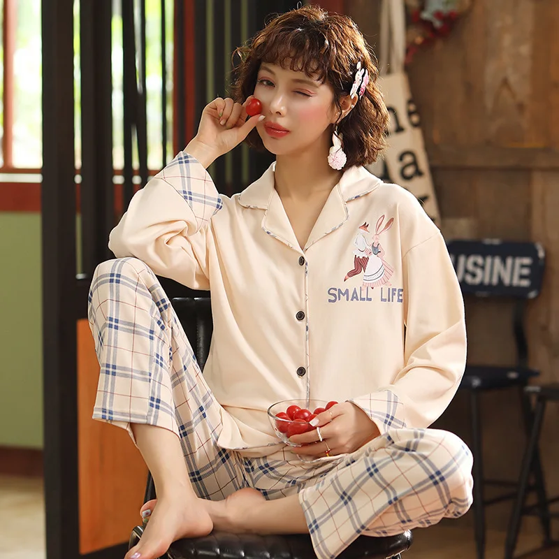 2019 зимняя женская пижама кардиган 2 предмета с длинным рукавом хлопковые брюки