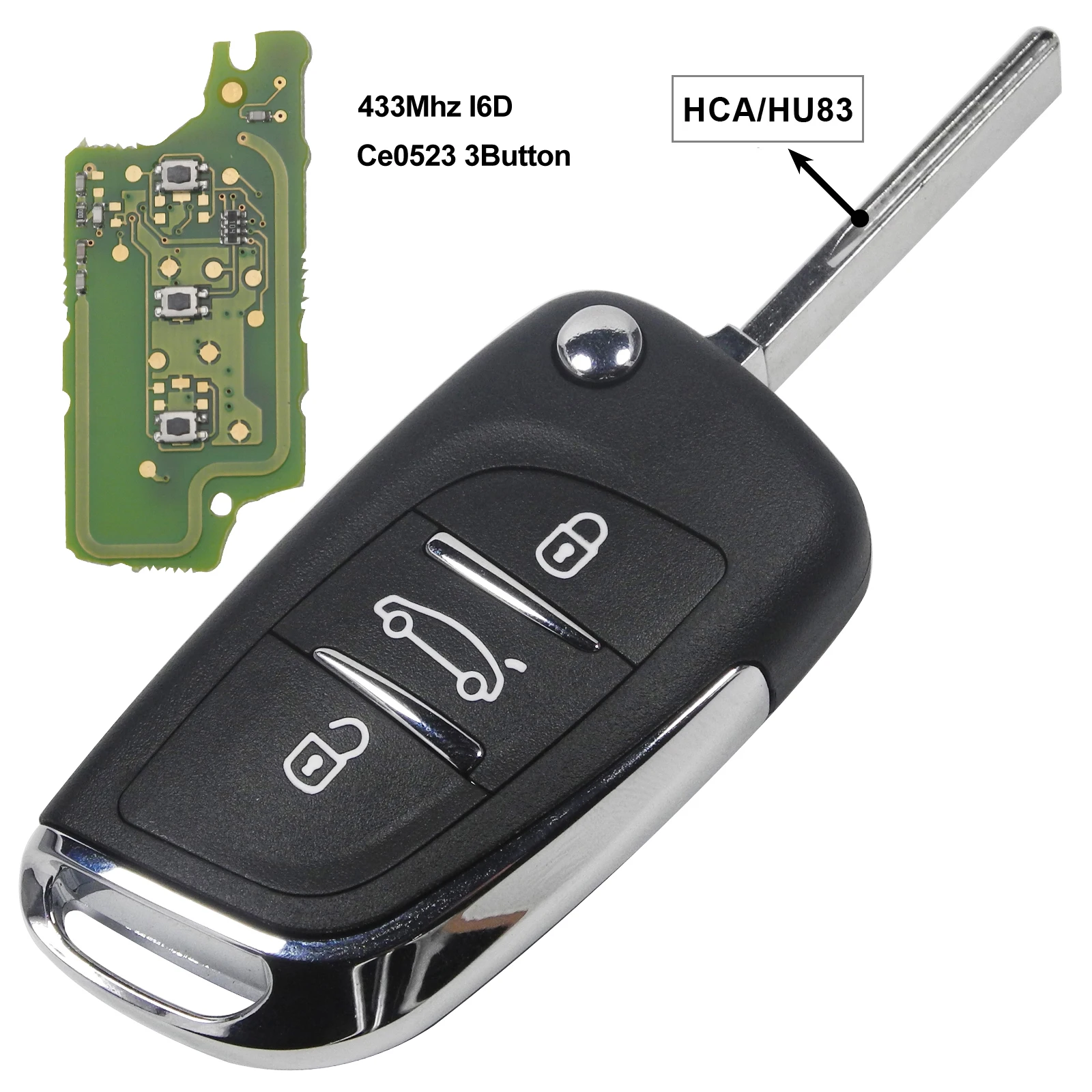 HCA 3 Butotns Jingyuqin 5X CE0523 2/3 BT 433Mhz Filp удаленный Автомобильный ключ для peugeot 306 407 807 Partner ASK/FSK ID46 чип VA2/Hu83 модифицированный Fob - Цвет: HCA 3 Butotns